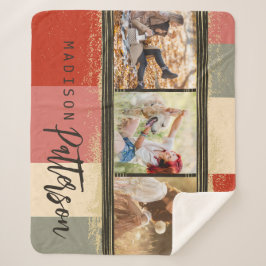 3 Foto Collage Rustic Abstracte, gepersonaliseerde Sherpa Deken