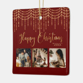 3 Foto collage Rustic Garland Lichten keramisch Keramisch Ornament (Links)