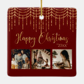 3 Foto collage Rustic Garland Lichten keramisch Ornament (Achterkant)