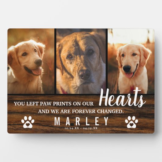 3 Foto Collage Rustic Pet Loss Memorial Fotoplaat (voorkant)