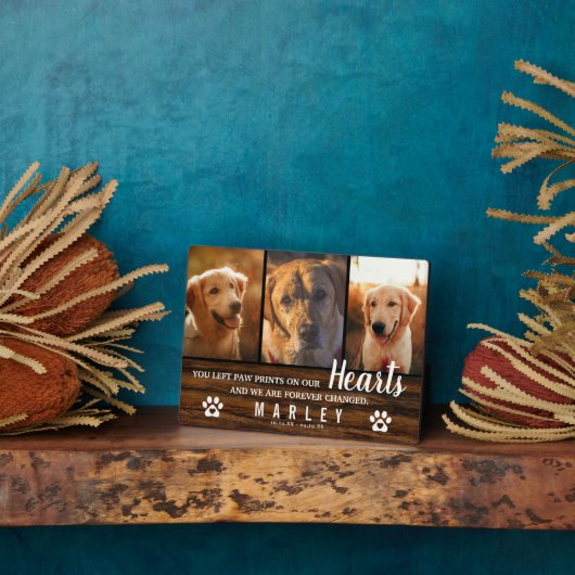 3 Foto Collage Rustic Pet Loss Memorial Fotoplaat (Zijkant)