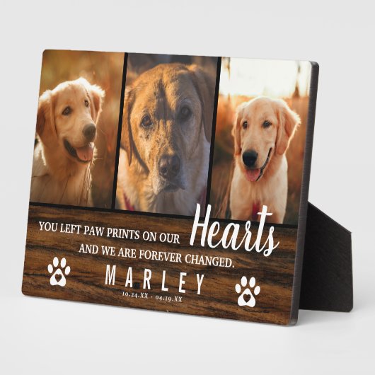 3 Foto Collage Rustic Pet Loss Memorial Fotoplaat (Zijkant)