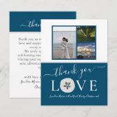 3 Foto collage Sanddollar Blue Weddenschap Bedankkaart (Voorkant / Achterkant)