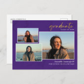 3 Foto Collage Script Afstudeerder 2022 Paars Afst Aankondigingskaart (Voorkant / Achterkant)