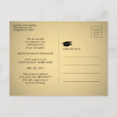 3 Foto Collage Script Black en Gold Afstuderen Aankondigingskaart (Achterkant)