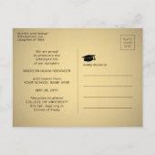 3 Foto Collage Script Black en Gold Afstuderen Aankondigingskaart (Achterkant)