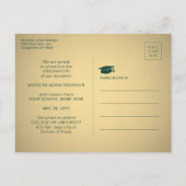 3 Foto Collage Script Green en Gold Afstuderen Aankondigingskaart (Achterkant)