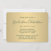 3 Foto Collage Script Green Gold Graduparty Kaart (Achterkant)