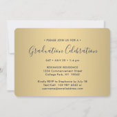 3 Foto-Collage Script Navy Gold Graduparty Kaart (Achterkant)