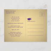 3 Foto-Collage Script Paars en Gold Afstuderen Aankondigingskaart (Achterkant)