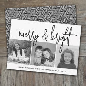 3 Foto Collage Script zwart wit Merry Bright Feestdagenkaart