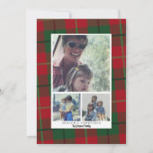 3 Foto Collage Season's Greeting red green plaid Feestdagenkaart (Voorkant)