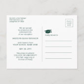 3 Foto Collage Simple Dark Green White Afstuderen Aankondigingskaart (Achterkant)