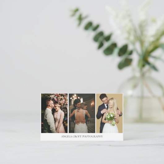 3 Foto Collage Simple Modern Elegant Photograaf Visitekaartje (Staand voorkant)