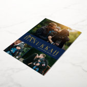 3 Foto Collage Simple Modern Hanukkah Folie Feestdagenkaart (Gedraaid)