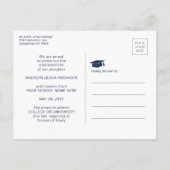 3 Foto Collage Simple Navy Blue White Afstuderen Aankondigingskaart (Achterkant)