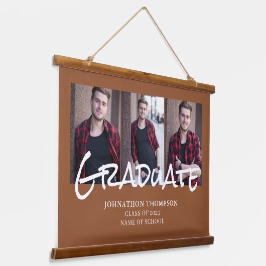 3 Foto Collage Terracotta Afstuderen Hangend Wandkleed (Gebogen)