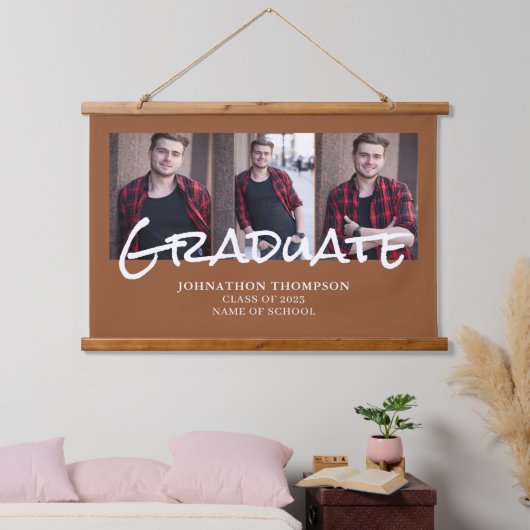 3 Foto Collage Terracotta Afstuderen Hangend Wandkleed (Slaapkamer)