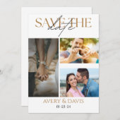 3 Foto Collage Trouw Save The Date Uitnodiging (Voorkant / Achterkant)