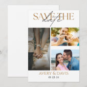 3 Foto Collage Trouw Uitnodiging Opslag Datum (Voorkant / Achterkant)