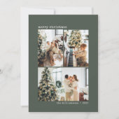 3 Foto Collage Typewriter Green Merry Kerstry Feestdagenkaart (Voorkant)