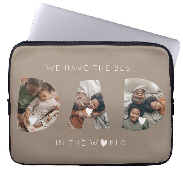 3 foto collage vader laptop sleeve (Voorkant)