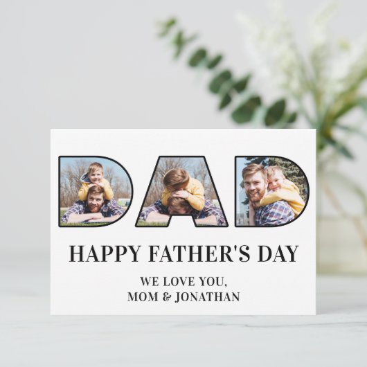 3 Foto Collage Vaderdag Dad Photo Cutout Kaart (Staand voorkant)