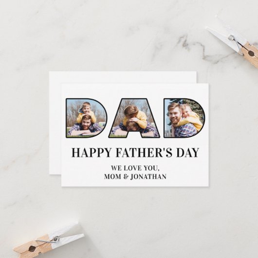 3 Foto Collage Vaderdag Dad Photo Cutout Kaart (Voorkant / Achterkant in situ)