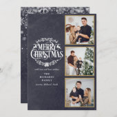 3 foto collage vrolijk kerstfeest schoolbord feestdagenkaart (Voorkant / Achterkant)