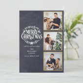 3 foto collage vrolijk kerstfeest schoolbord feestdagenkaart (Staand voorkant)