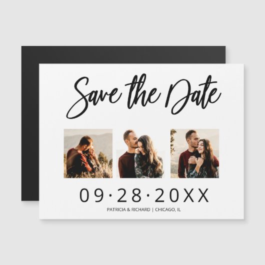 3 Foto Collage Wedding Save the Date (Voorkant / Achterkant)