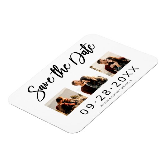 3 Foto Collage Wedding Save the Date Magneet (Linkerzijde)