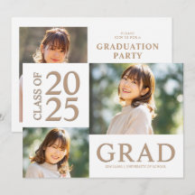 3 Foto Collage Wit & Beige Afstudeerfeest