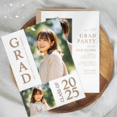 3 Foto Collage Wit & Beige Afstudeerfeest Kaart