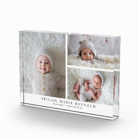 3 Foto Collage Wit Geboortekaartje Baby  (Rechts)