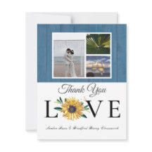 3 Foto collage Zonnebloem Stofblauw Houten Bruilof