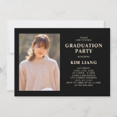 3 Foto Collage Zwart & Beige Afstudeerfeest Kaart (Achterkant)