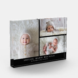 3 Foto Collage Zwart Nieuwe Baby Aandenken