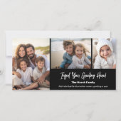 3 foto collage - Zwart-Wit Buffalo Plaid Feestdagenkaart (Voorkant)