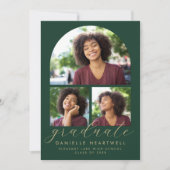 3-foto-collageboog Groen Goud Afstuderen Aankondiging (Voorkant)