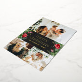 3 foto donkergrijs winter botanische vrolijke kers folie feestdagenkaart (Gedraaid)