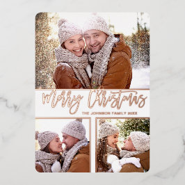 3 FOTO Eenvoudig elegant Roos voor kerstmis Folie Feestdagenkaart