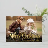 3 FOTO Eenvoudig Elegant Sparkle-kerstGold Folie Feestdagenkaart (Staand Voorkant)