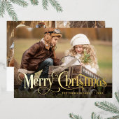 3 FOTO Eenvoudig Elegant Sparkle-kerstGold Folie Feestdagenkaart