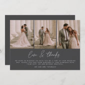 3 Foto Eenvoudig Script Wedding Dank u kaart (Voorkant / Achterkant)