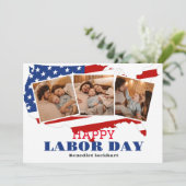 3 Foto Eenvoudige Elegante Dag van de Arbeid met A Bedankkaart (Staand voorkant)