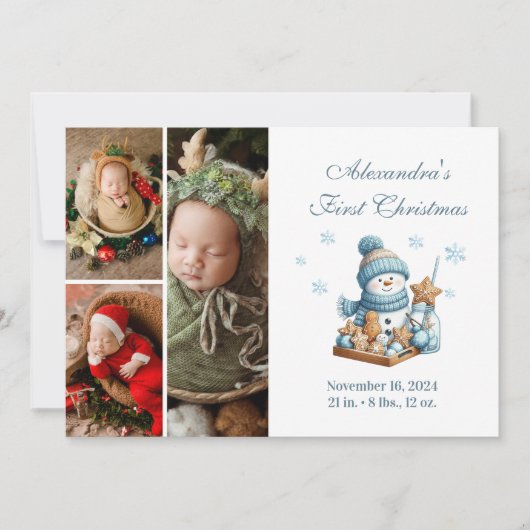 3 Foto Eerste Kerstaankondiging Feestdagenkaart (Voorkant)
