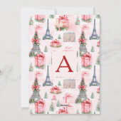 3 foto Eiffeltoren, Paris chique roze kerst Feestdagenkaart (Achterkant)