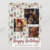 3 Foto Eiffeltoren, Topiaries Paris Christmas Feestdagenkaart (Voorkant / Achterkant)