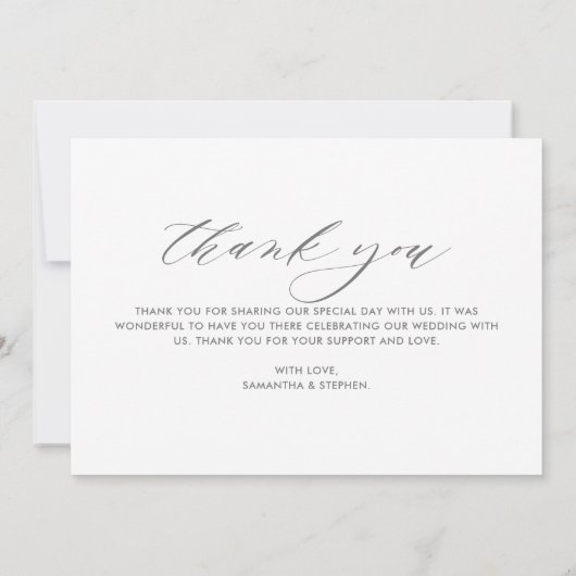 3-Foto Elegant Script Love and Gratitude Wedding Bedankkaart (Achterkant)